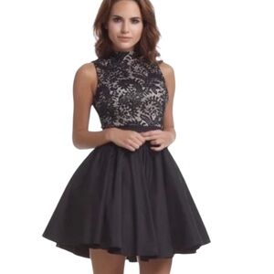 NWT Chi Chi London Plus Size Black Lace Satin Mini Party Dress Size 20